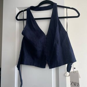 ZARA linen vest crop top